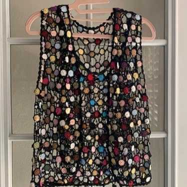 Women's Colorful Vintage 2-Piece Open Weave Knit … - image 1