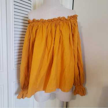 Anna Konya Mustard Yellow Peasant Blouse - image 1