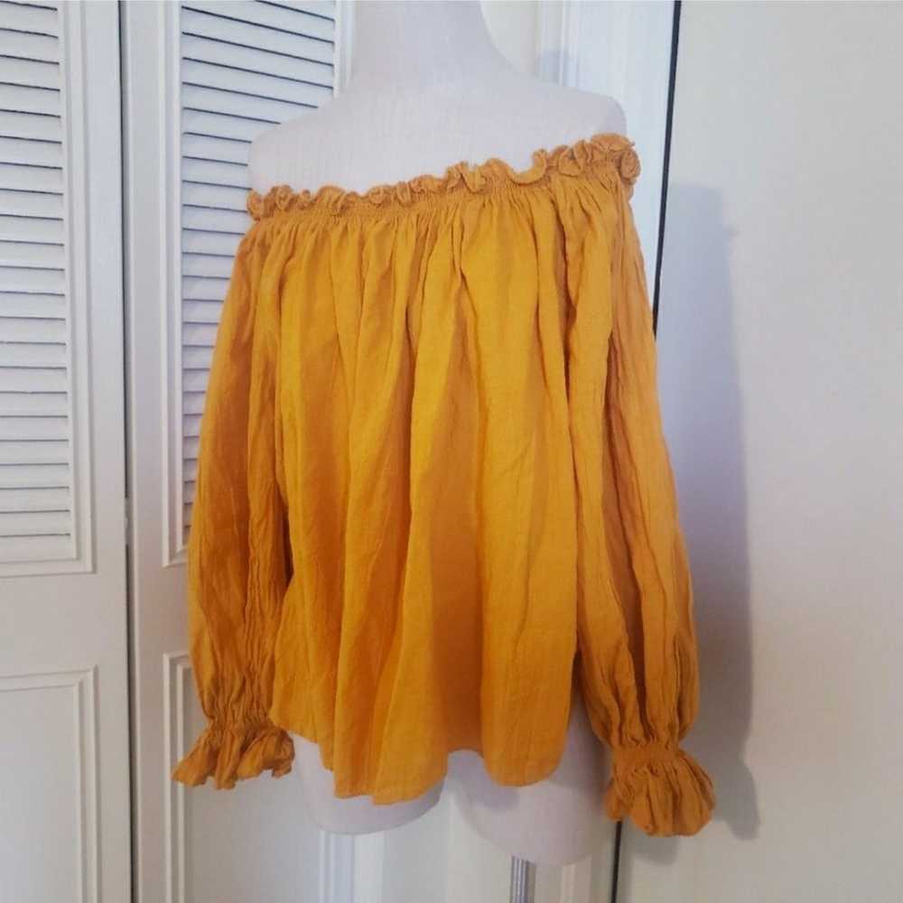 Anna Konya Mustard Yellow Peasant Blouse - image 2