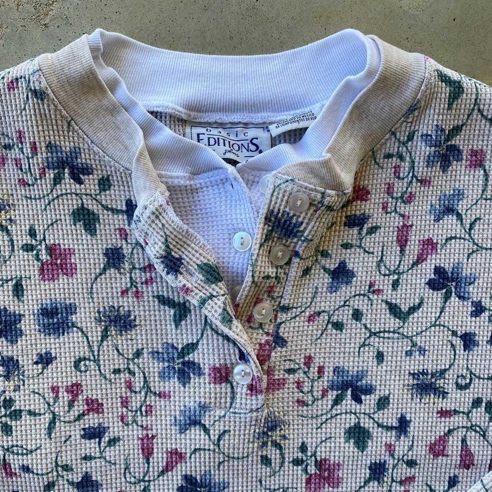 Vintage Cottagecore Double Collard Floral Shirt - image 3