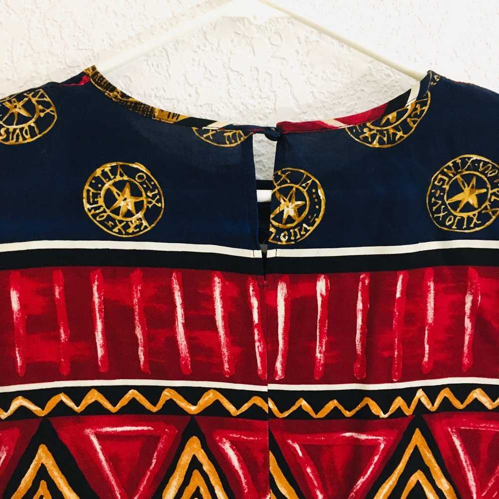 Vintage CLIO II Tribal Aztec Print Short Sleeve C… - image 5