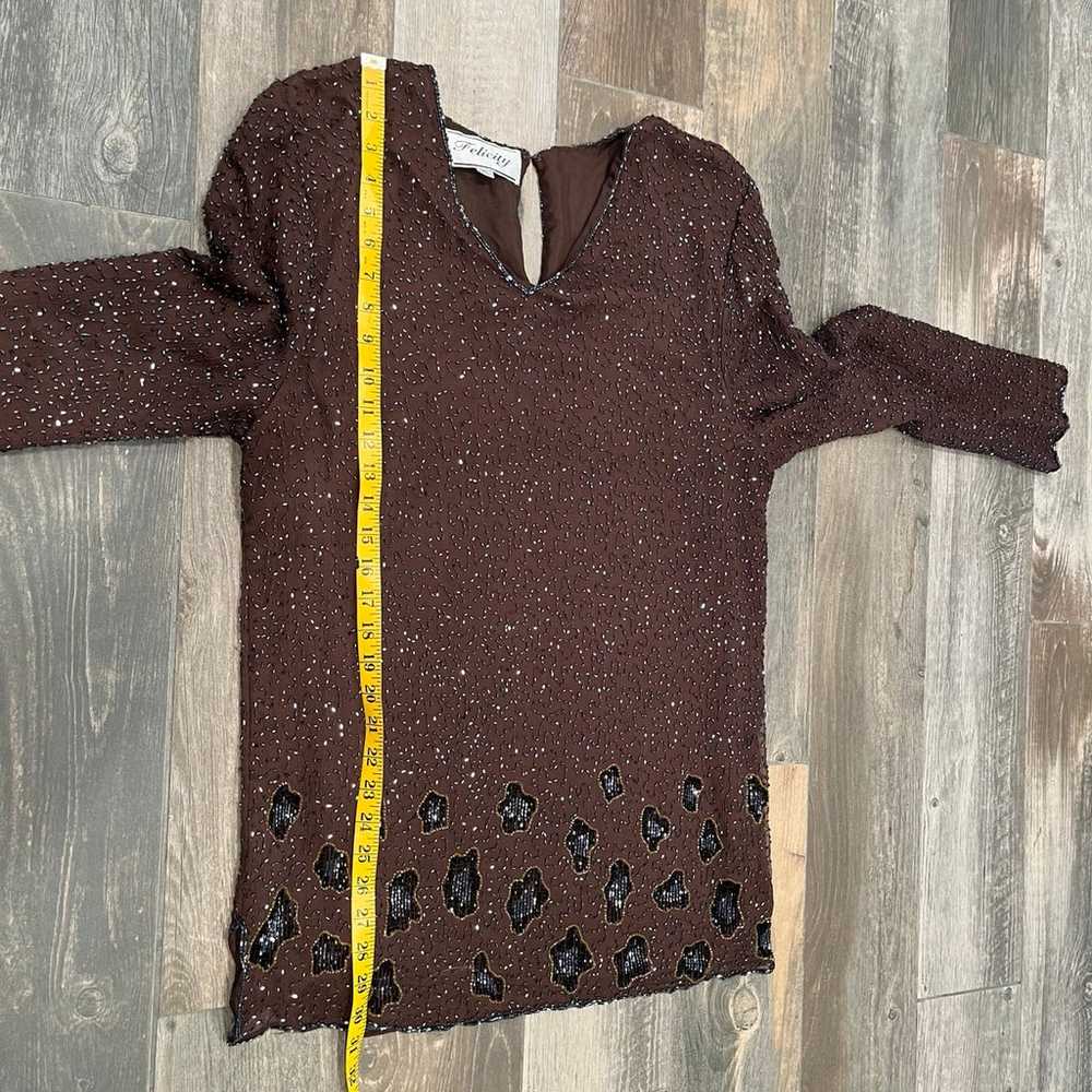 Felicity vintage beaded tunic formal beaded top XL - image 3