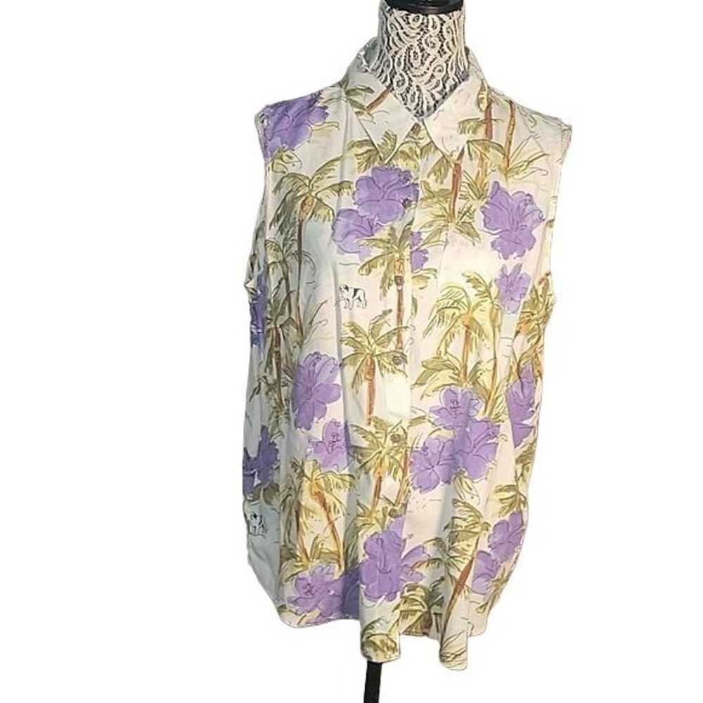 BIG DOG Women's Vintage Hawaiian Print Blouse Ray… - image 1