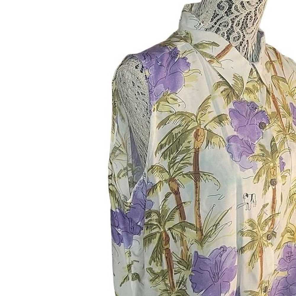 BIG DOG Women's Vintage Hawaiian Print Blouse Ray… - image 3