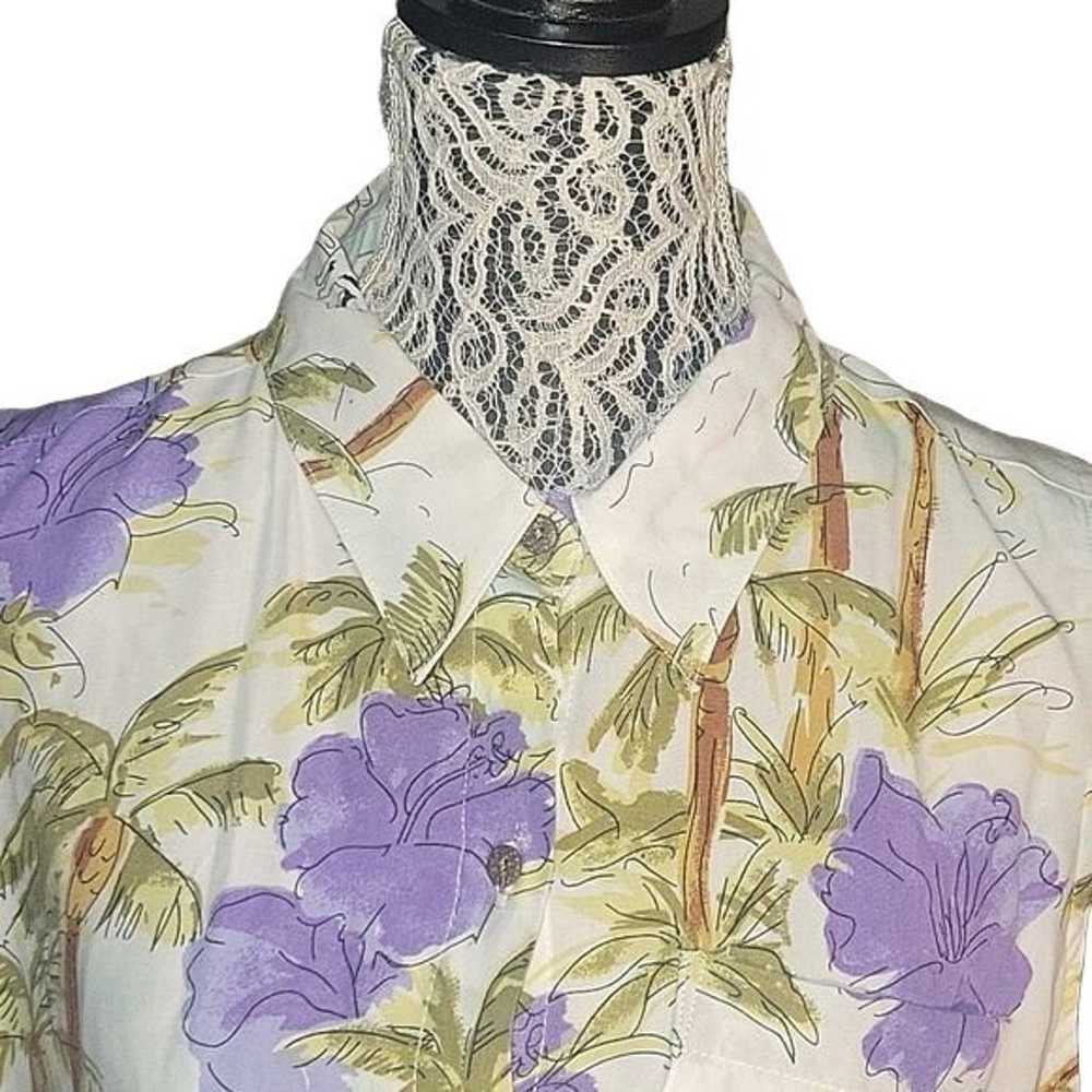 BIG DOG Women's Vintage Hawaiian Print Blouse Ray… - image 4