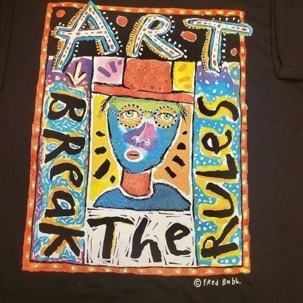 Fred Babb Vintage 90s Art Graphic T' XL - image 2