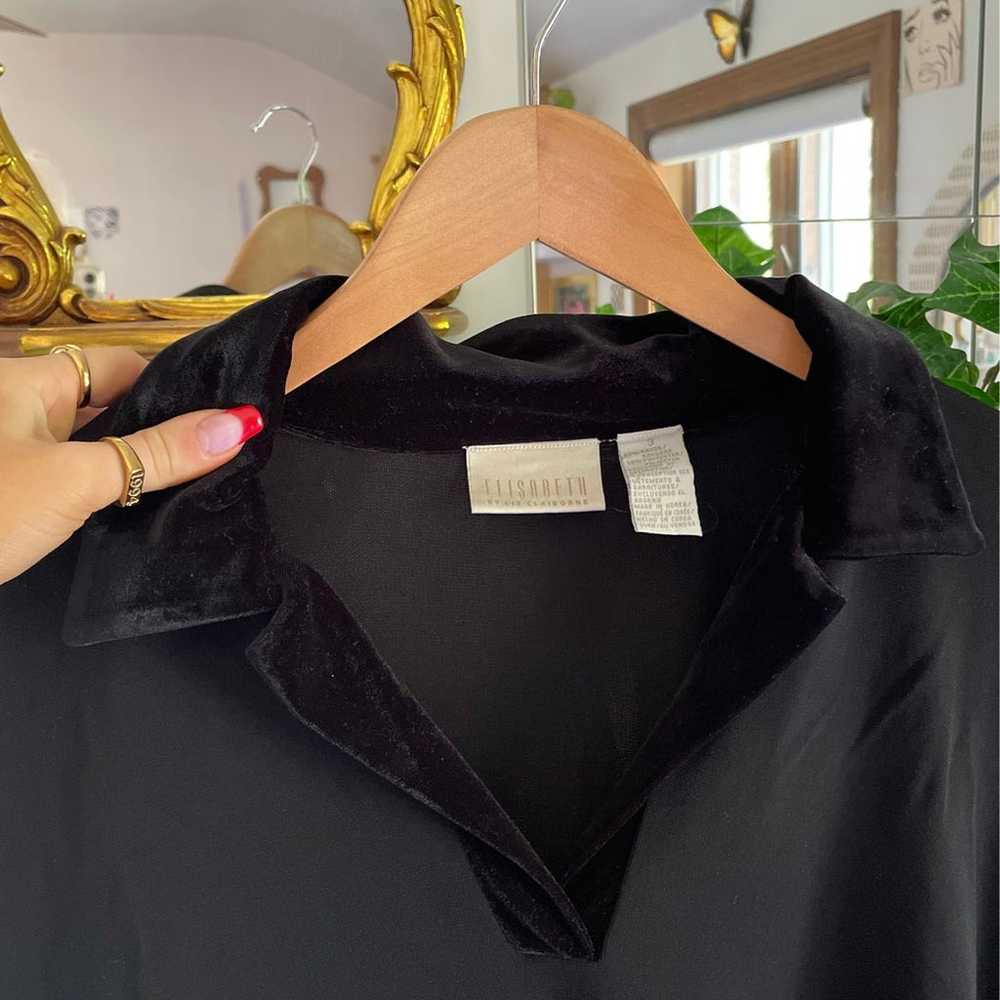 Vintage Liz Claiborne Black Dress Shirt with Velv… - image 3