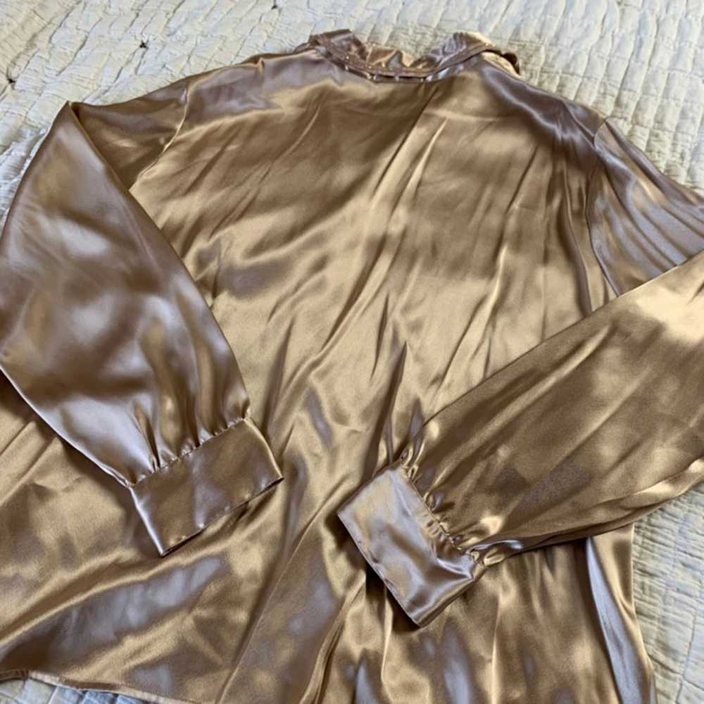 Vintage Silky Gold Button-down Blouse - image 10