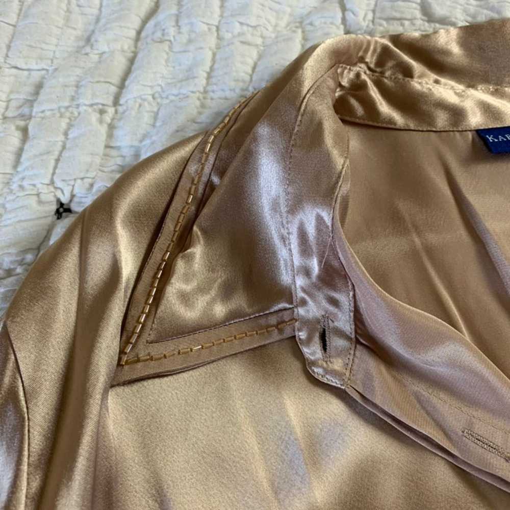 Vintage Silky Gold Button-down Blouse - image 5