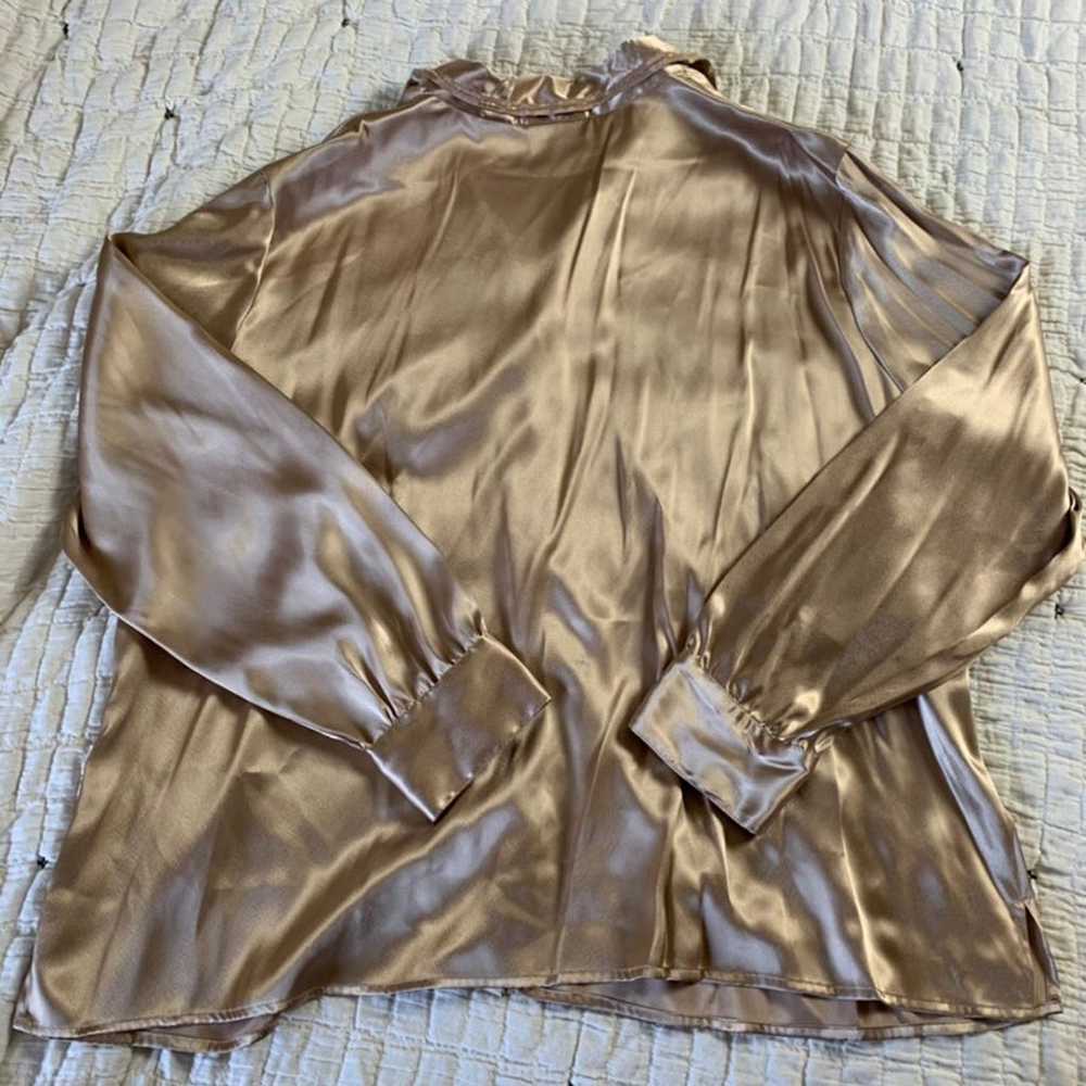 Vintage Silky Gold Button-down Blouse - image 9