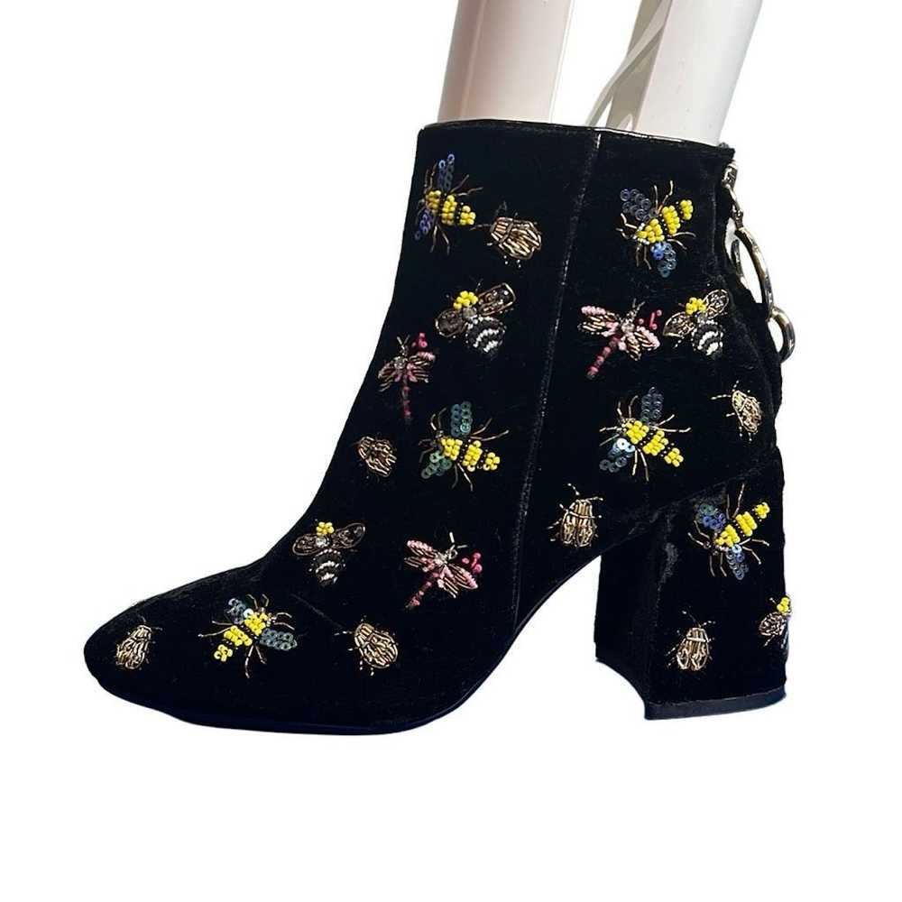 Zara Zara Black Velvet Beaded Bug Boots Embellish… - image 3