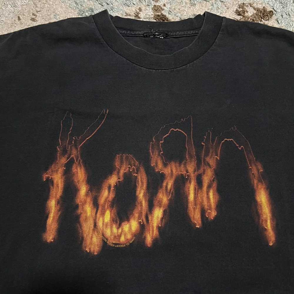 Band Tees × Giant × Vintage Vintage Korn Flames L… - image 3