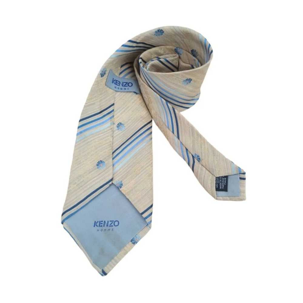 Kenzo KENZO HOMME Striped Floral Silk Tie ITALY 5… - image 5