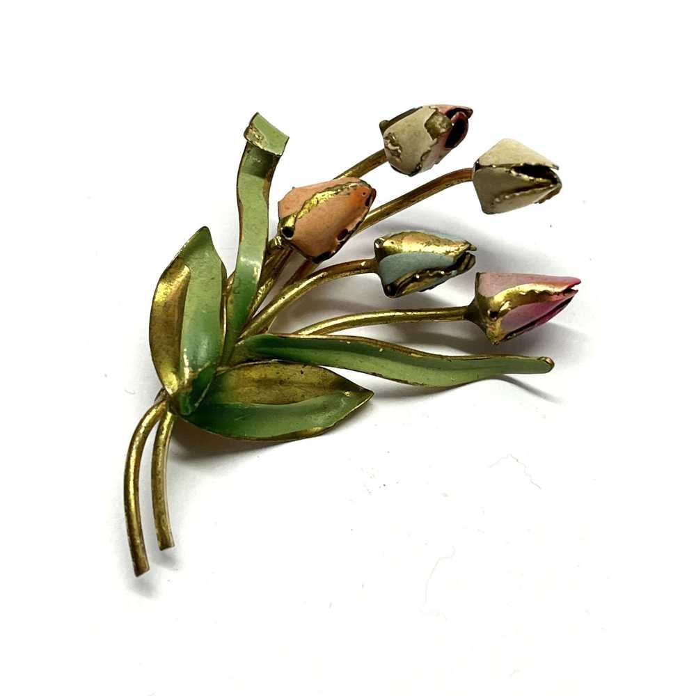 Vintage Vintage Made in Austria Flower Brooch Pin - image 2