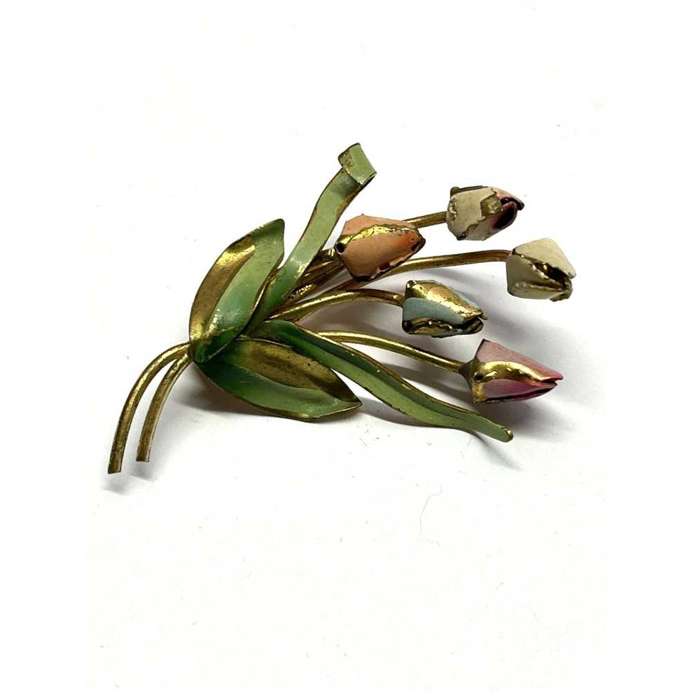 Vintage Vintage Made in Austria Flower Brooch Pin - image 3