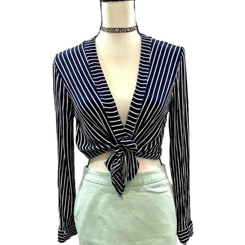 Charlotte Russe Y2K Vintage Long Sleeve Tie Front… - image 1