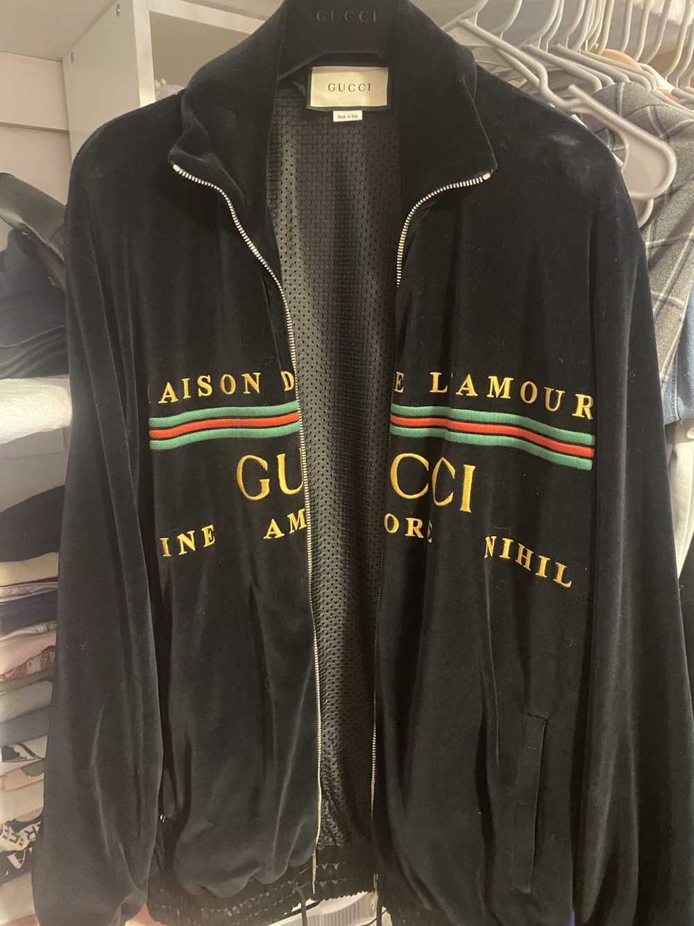 Gucci Maison De L'amour Embroidered Velour Track … - image 1