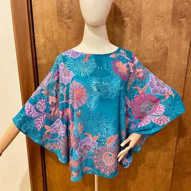 BOB MACKIE | Vintage Blue Floral Sea Flutter Slee… - image 1