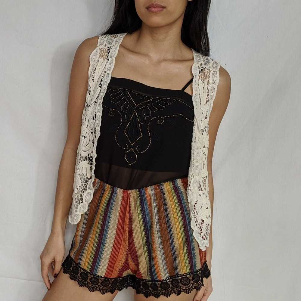 Sheer drawstring waist embroidered top - image 7