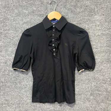 1990s Y2k Burberry London Blue Label Black Blouse 