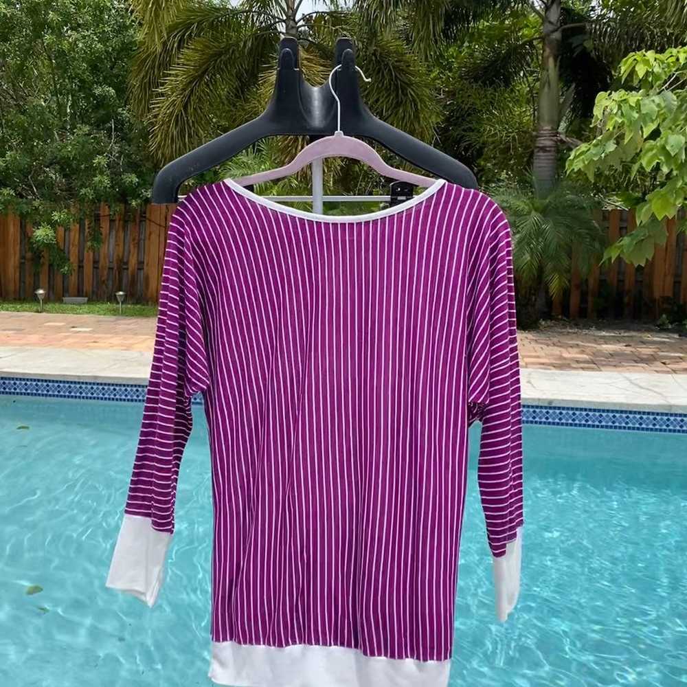Vintage purple white striped shirt - image 1