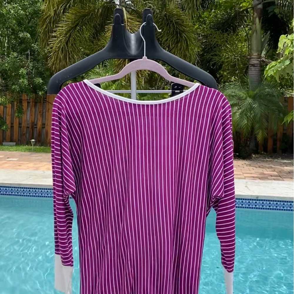 Vintage purple white striped shirt - image 2