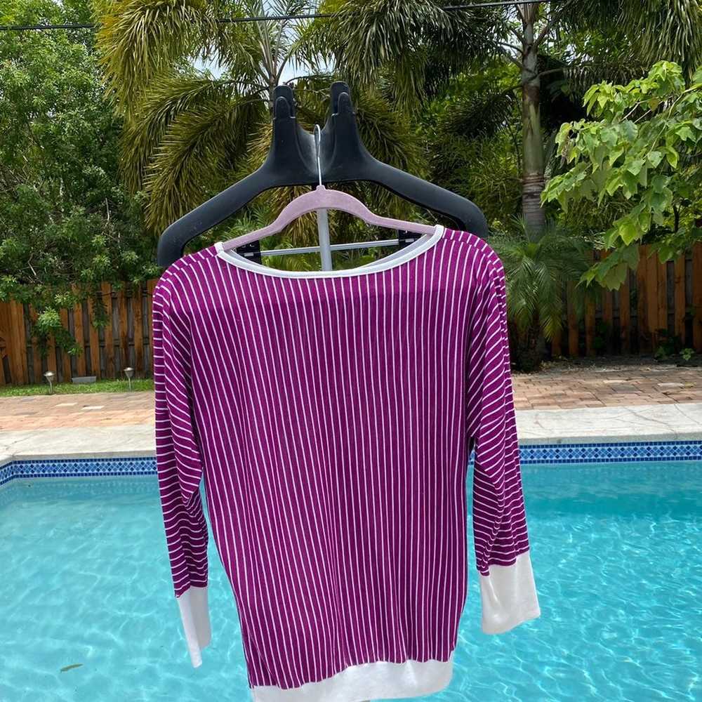 Vintage purple white striped shirt - image 3