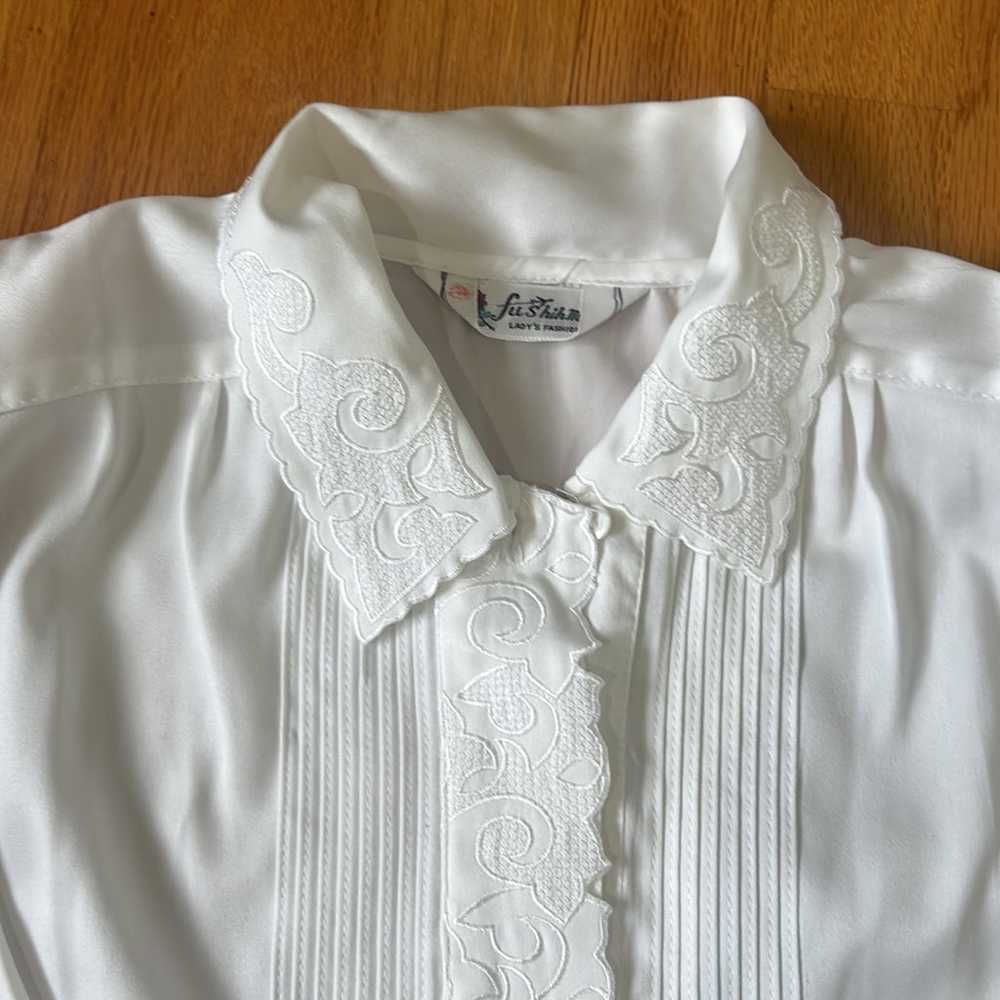 Vintage white silk blouse - image 2
