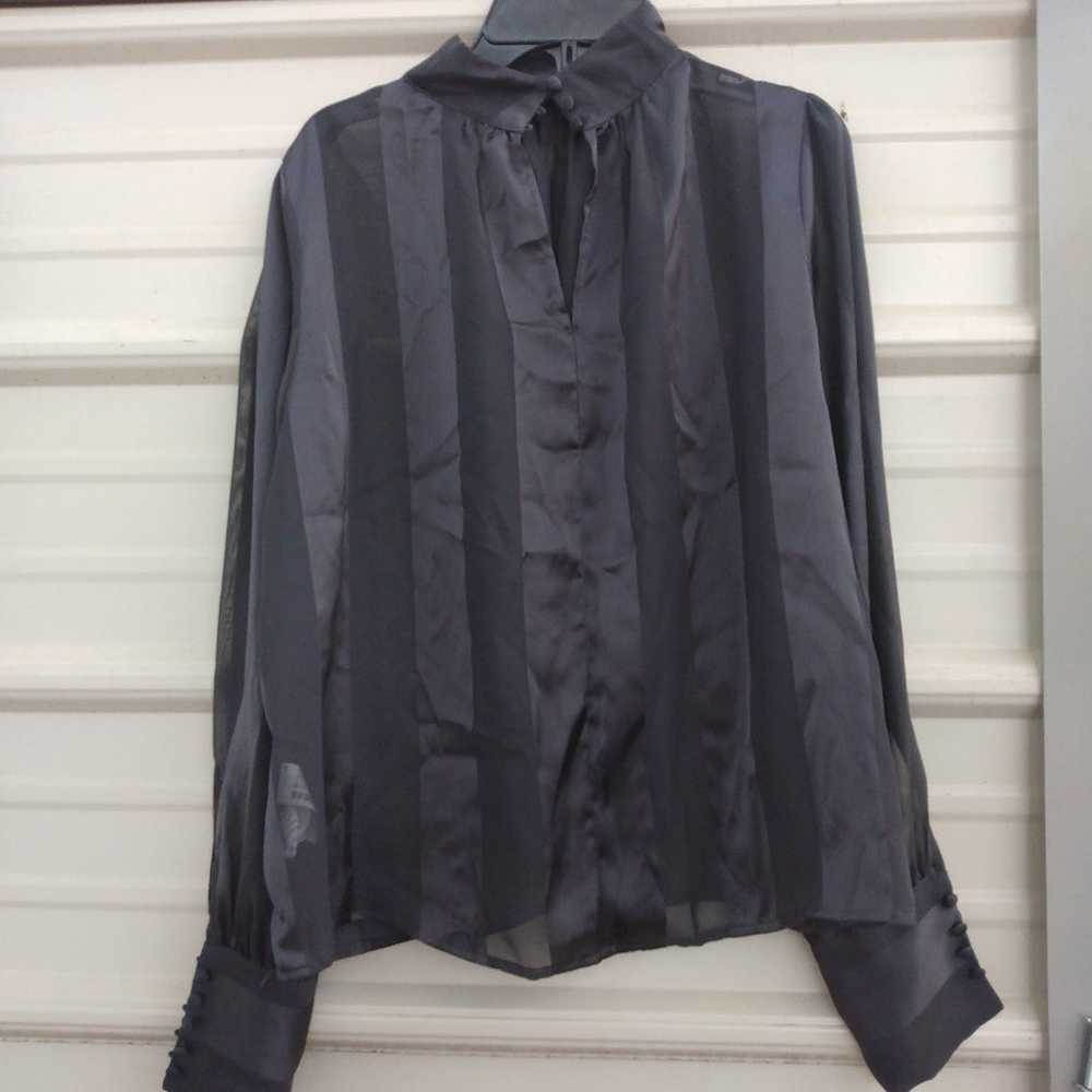 FOREVER 21 long Sleeve Chiffon Black Blouse - image 3