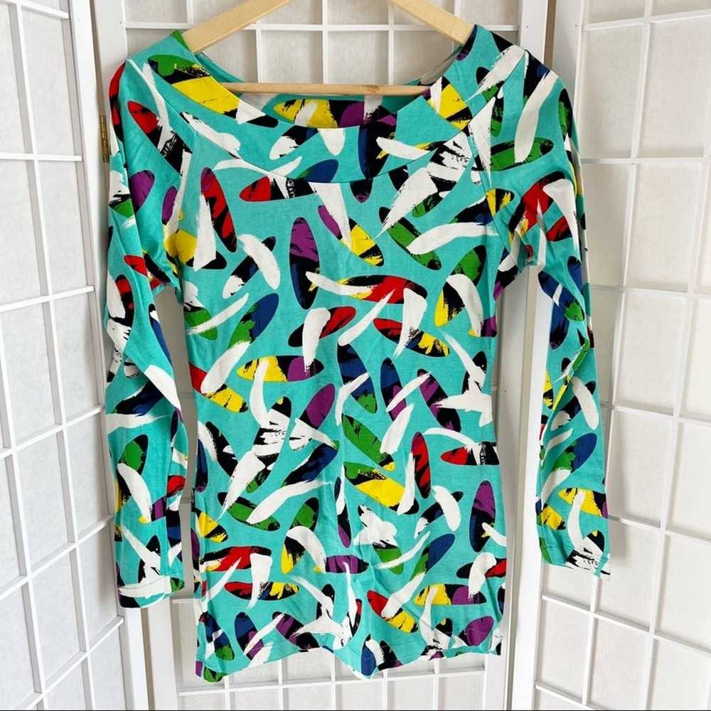 VTG OHNO Colorful Abstract Modern Pattern Tee - image 1