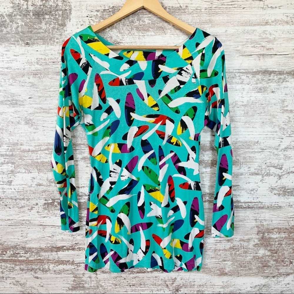 VTG OHNO Colorful Abstract Modern Pattern Tee - image 8