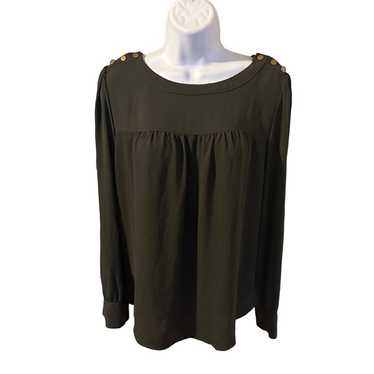 Vintage Loft green button shoulder blouse size S - image 1