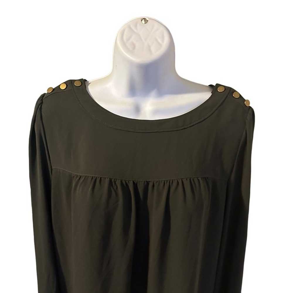 Vintage Loft green button shoulder blouse size S - image 6