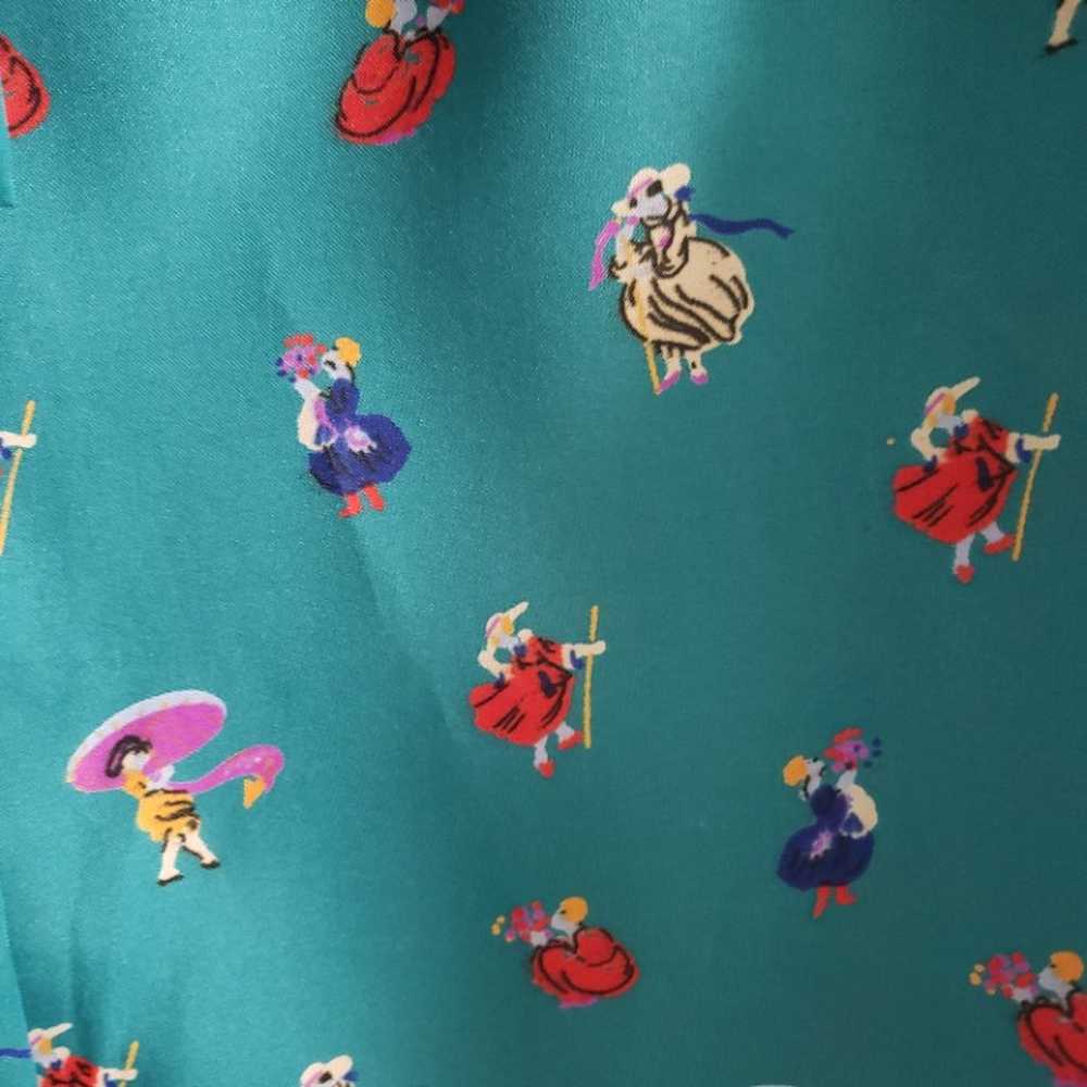 Vintage Necktie Blouse in Dancing Ladies Print - image 3