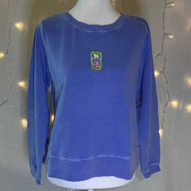 Vintage Y2k periwinkle Kidcore cute embroidered s… - image 1