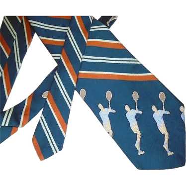 Wide Tie TENNIS Player Sports Necktie, Disco Era … - image 1