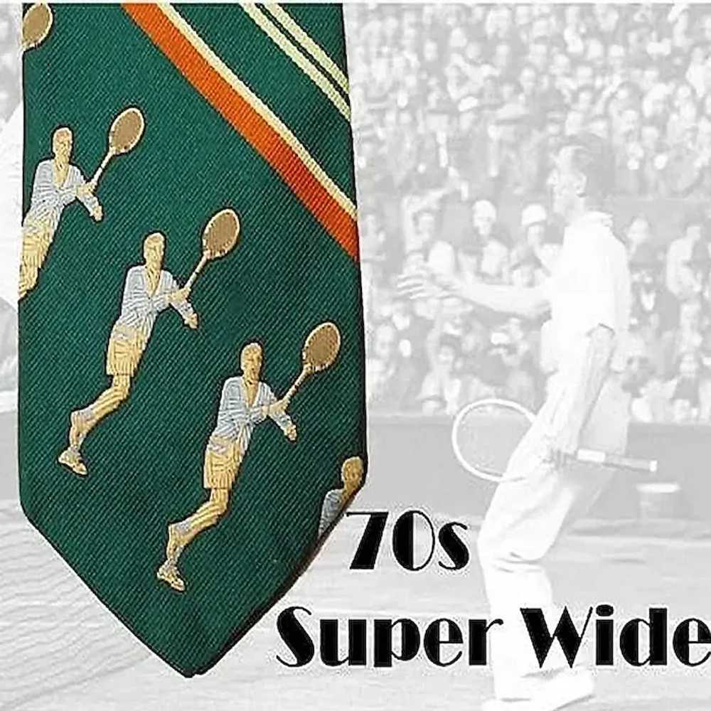 Wide Tie TENNIS Player Sports Necktie, Disco Era … - image 5