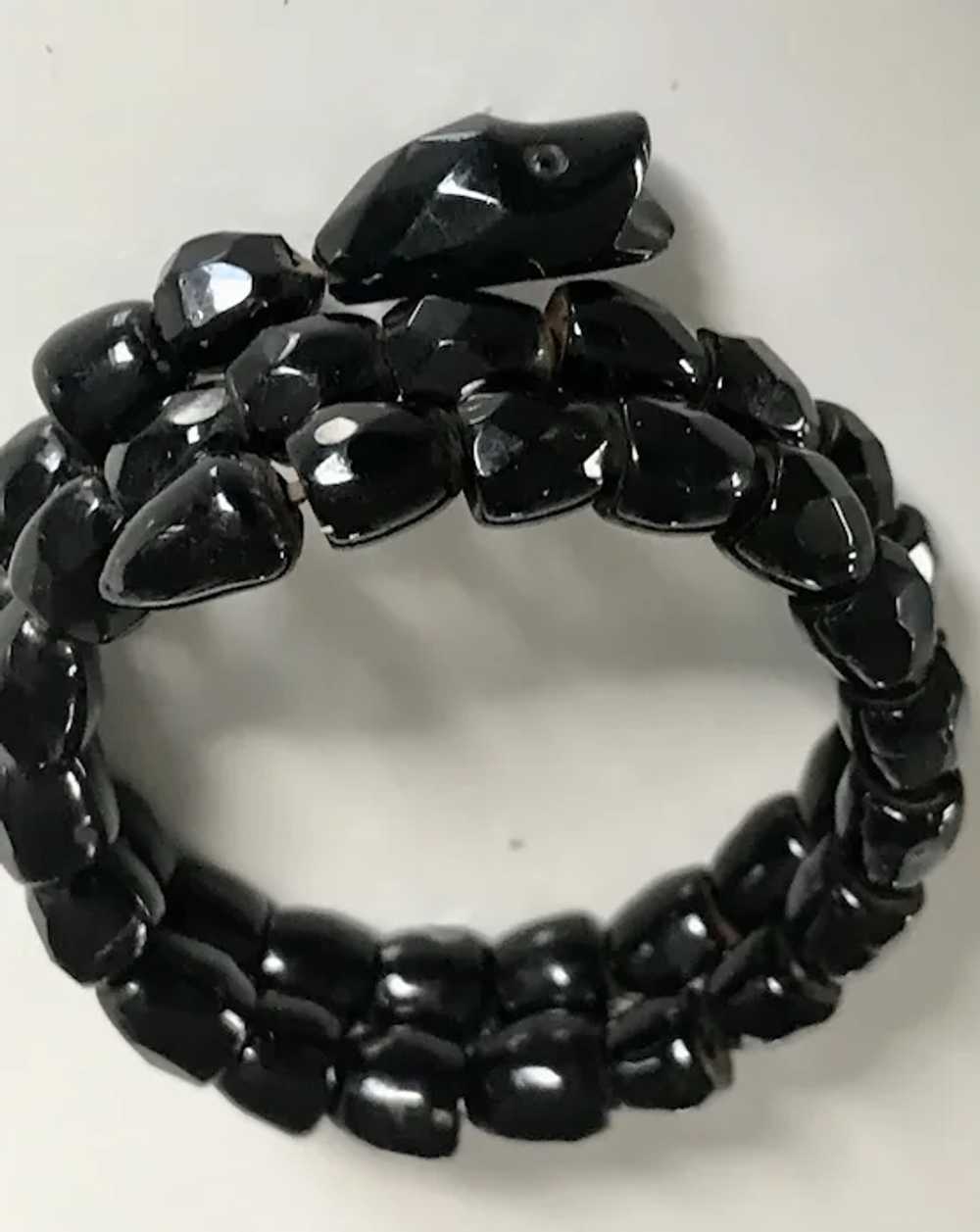 Victorian Jet Black Mourning Coiled Snake Bracelet - image 2