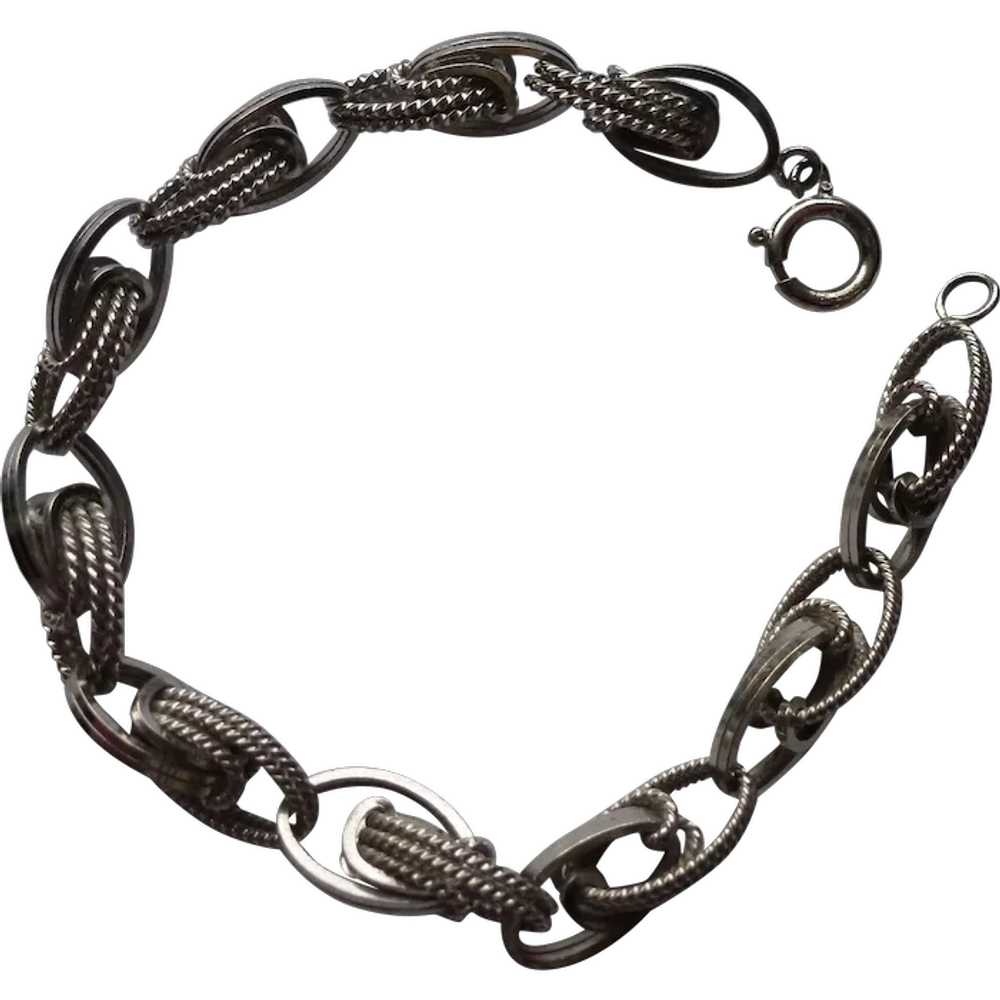 Sterling Chain Link Textured Vintage Bracelet - image 1