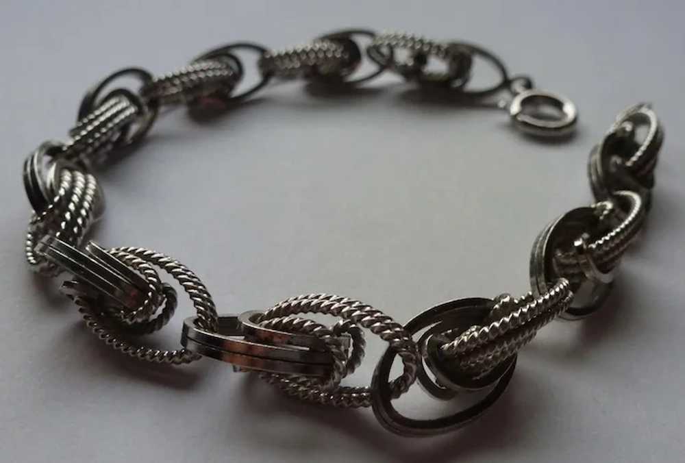 Sterling Chain Link Textured Vintage Bracelet - image 2