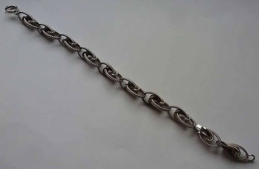 Sterling Chain Link Textured Vintage Bracelet - image 4