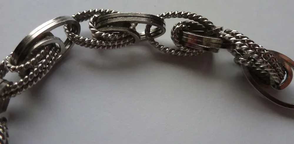 Sterling Chain Link Textured Vintage Bracelet - image 5