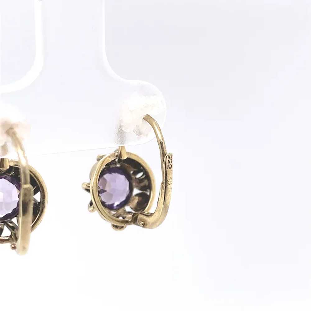 8K yellow gold .333ct Small Amethyst Drop Earrings - image 4