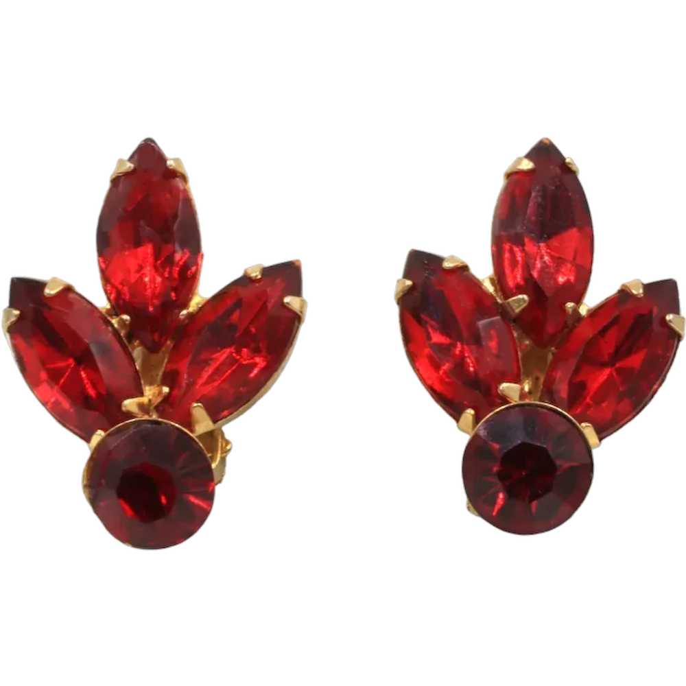 Earrings Ruby Red Rhinestone - image 1