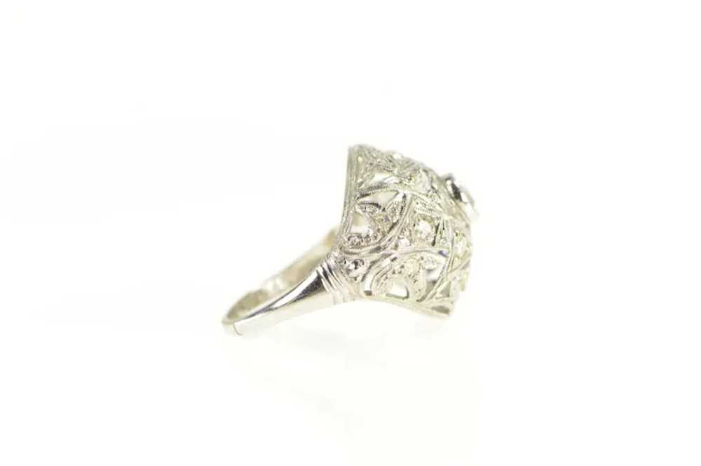 Platinum Art Deco 0.90 Ctw OEC Diamond Filigree R… - image 2