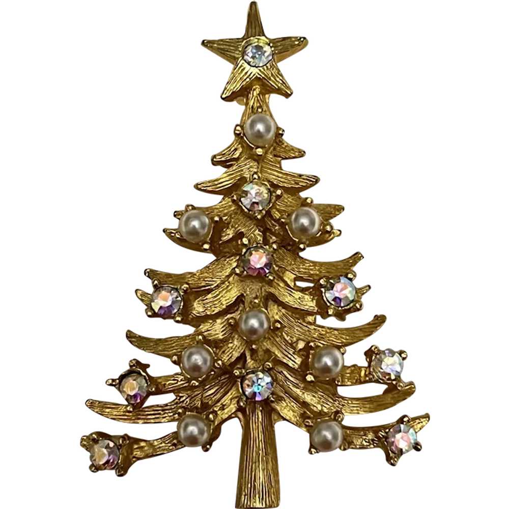 Vintage MYLU AB Rhinestones Beaded Christmas Tree… - image 1