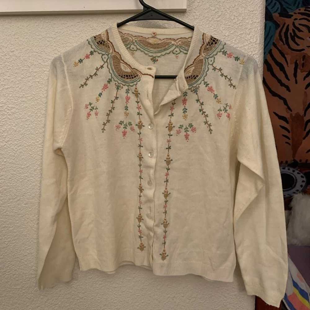 Vintage Embroidered Cardigan - image 1