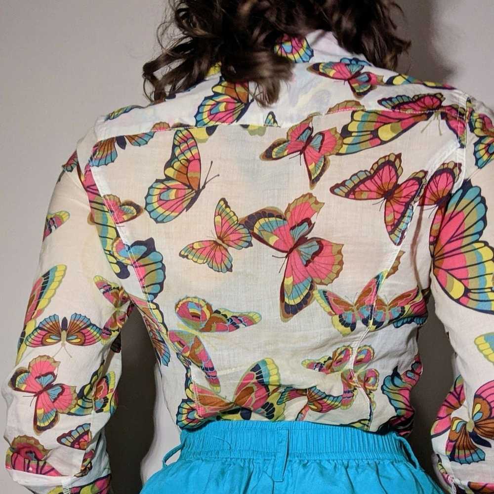 Trippy vintage y2k butterfly button down - image 3