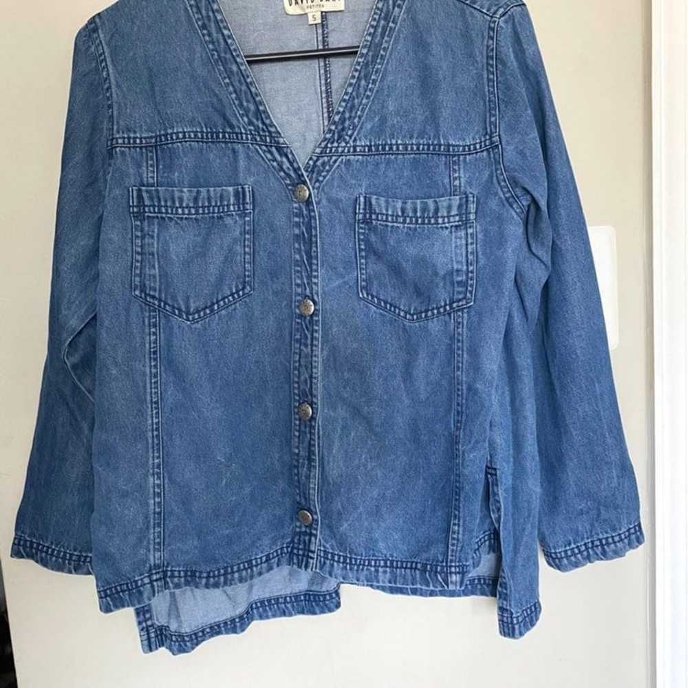 Vintage 90s denim chambray button down blouse - image 1