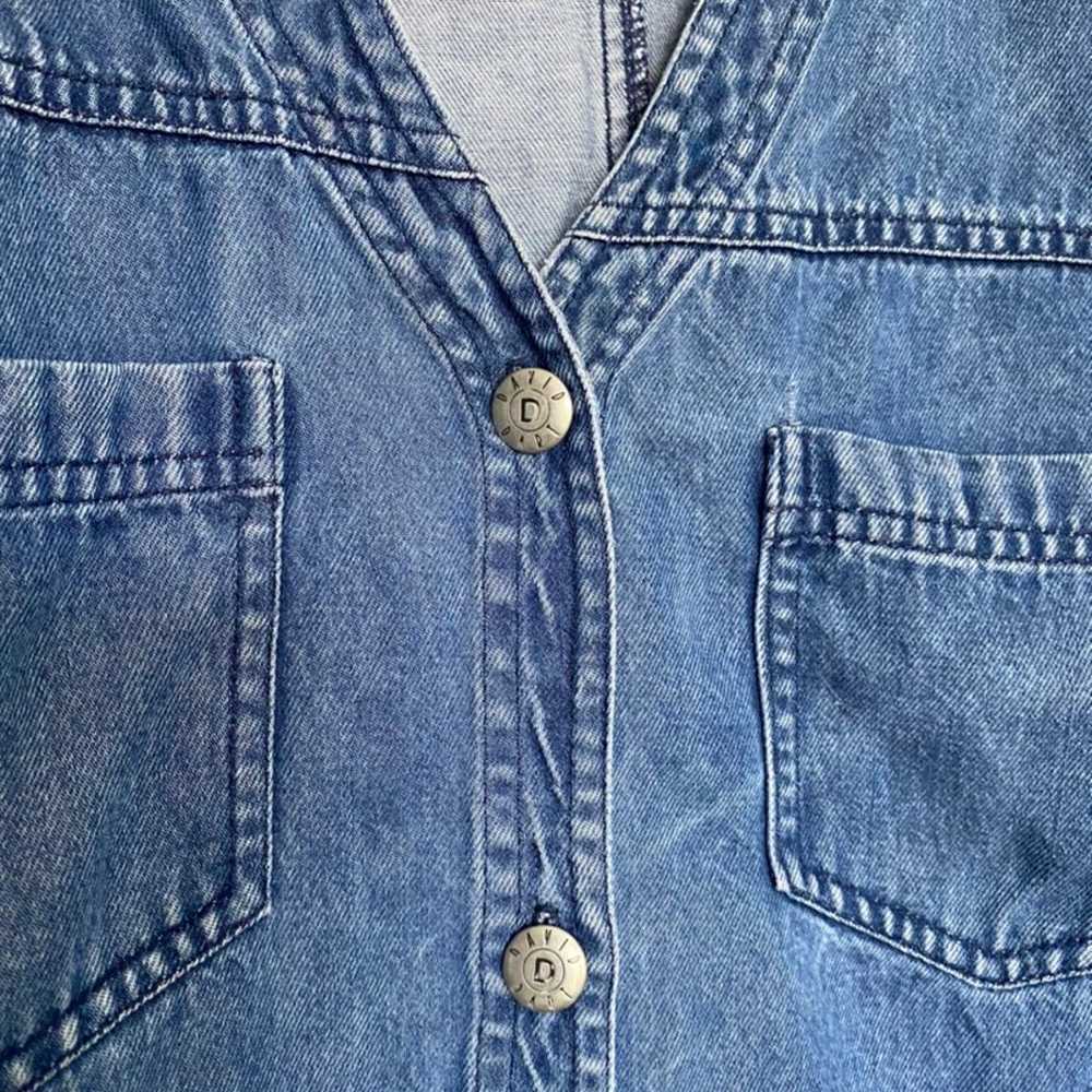 Vintage 90s denim chambray button down blouse - image 3